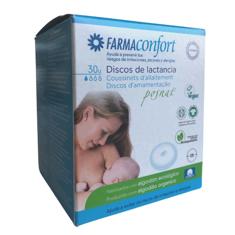 Farmaconfort discos absorbentes lactancia 100% algodón 30uds