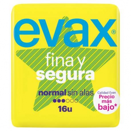 Evax Compresas Fina Y Segura Normal Sin Alas 16 unidades Evax Compresas Fina Y Segura Normal Sin Alas 16 unidades